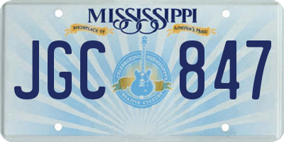 MS license plate JGC847