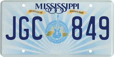 MS license plate JGC849