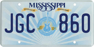 MS license plate JGC860