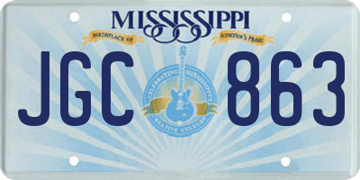 MS license plate JGC863