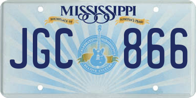 MS license plate JGC866
