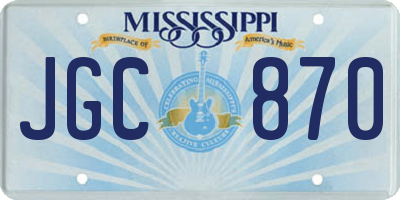 MS license plate JGC870