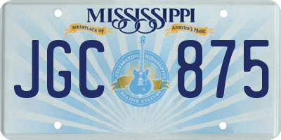 MS license plate JGC875