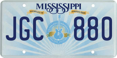 MS license plate JGC880