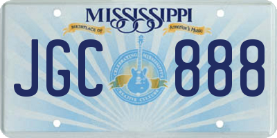MS license plate JGC888