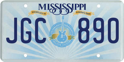 MS license plate JGC890