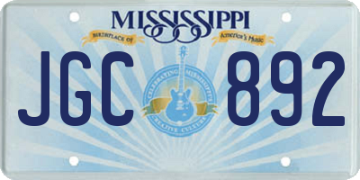 MS license plate JGC892