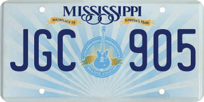 MS license plate JGC905