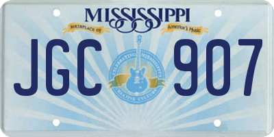 MS license plate JGC907