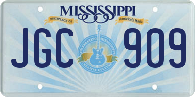 MS license plate JGC909