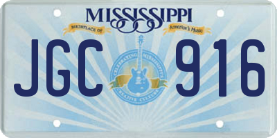 MS license plate JGC916