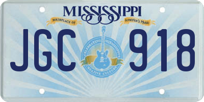 MS license plate JGC918