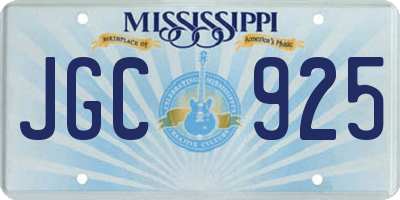 MS license plate JGC925