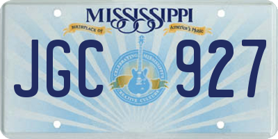 MS license plate JGC927