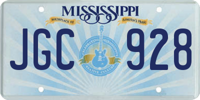 MS license plate JGC928