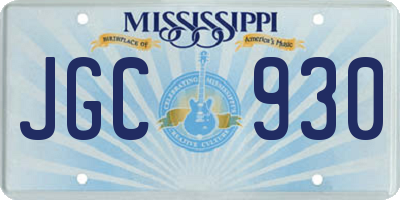 MS license plate JGC930
