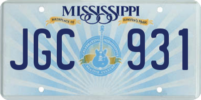 MS license plate JGC931