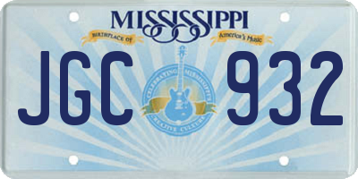 MS license plate JGC932