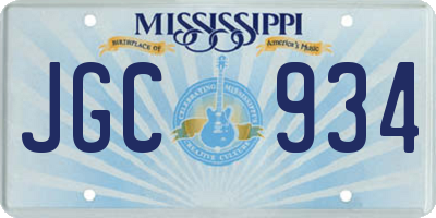 MS license plate JGC934