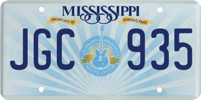 MS license plate JGC935