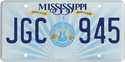 MS license plate JGC945