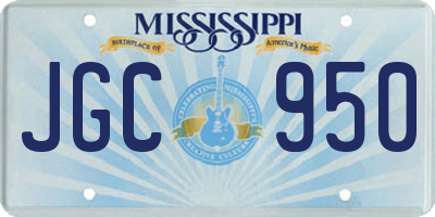 MS license plate JGC950