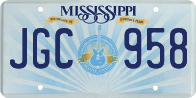 MS license plate JGC958