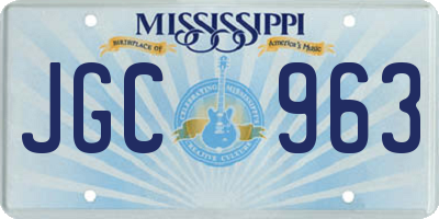 MS license plate JGC963