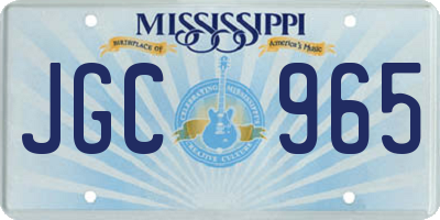 MS license plate JGC965