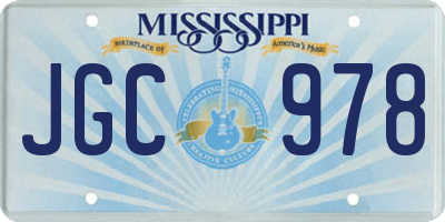 MS license plate JGC978