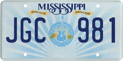 MS license plate JGC981