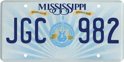 MS license plate JGC982