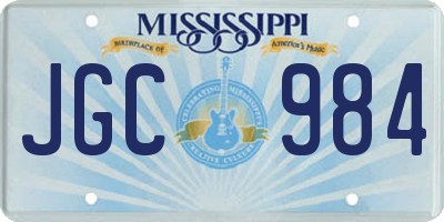 MS license plate JGC984