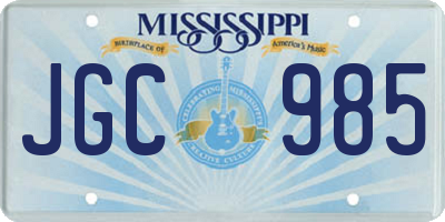 MS license plate JGC985