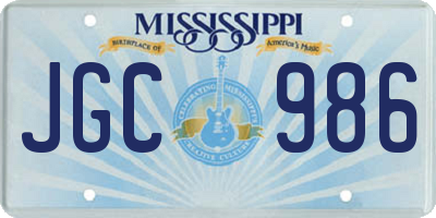 MS license plate JGC986