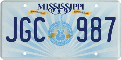MS license plate JGC987