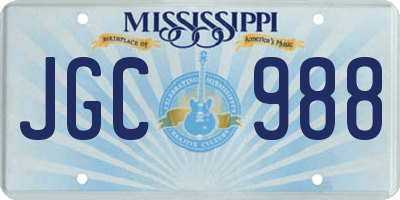 MS license plate JGC988