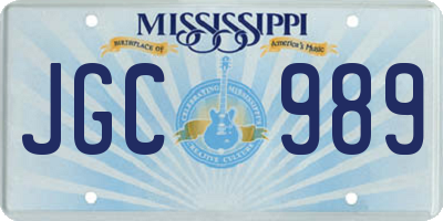 MS license plate JGC989