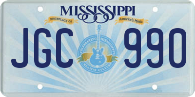 MS license plate JGC990