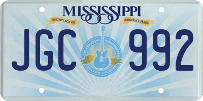 MS license plate JGC992