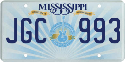 MS license plate JGC993