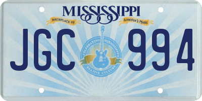 MS license plate JGC994