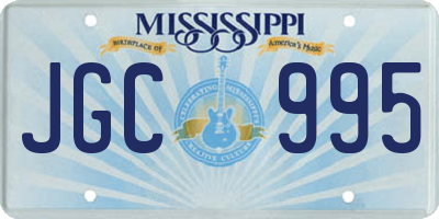 MS license plate JGC995