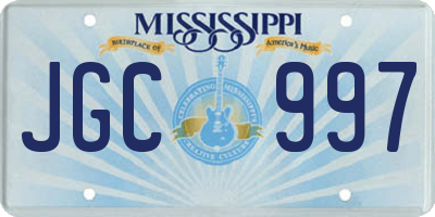MS license plate JGC997
