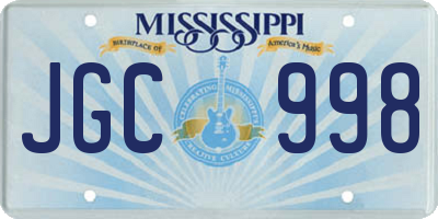 MS license plate JGC998