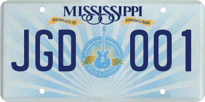 MS license plate JGD001