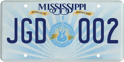 MS license plate JGD002