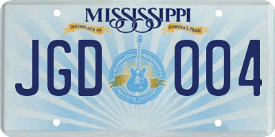 MS license plate JGD004