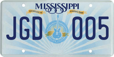 MS license plate JGD005