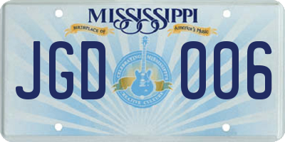 MS license plate JGD006